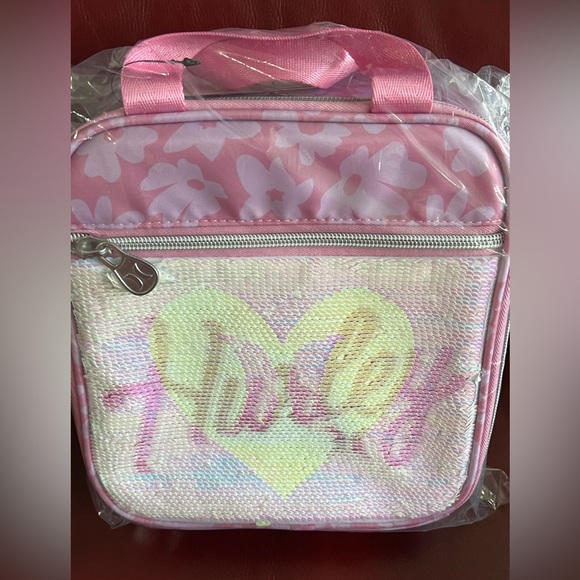 🆕Hurley Sequins Lunch Bag Box Hot Cold Insulated Flip 9”H 8”L x 4”D Pink Floral - Picture 2 of 8